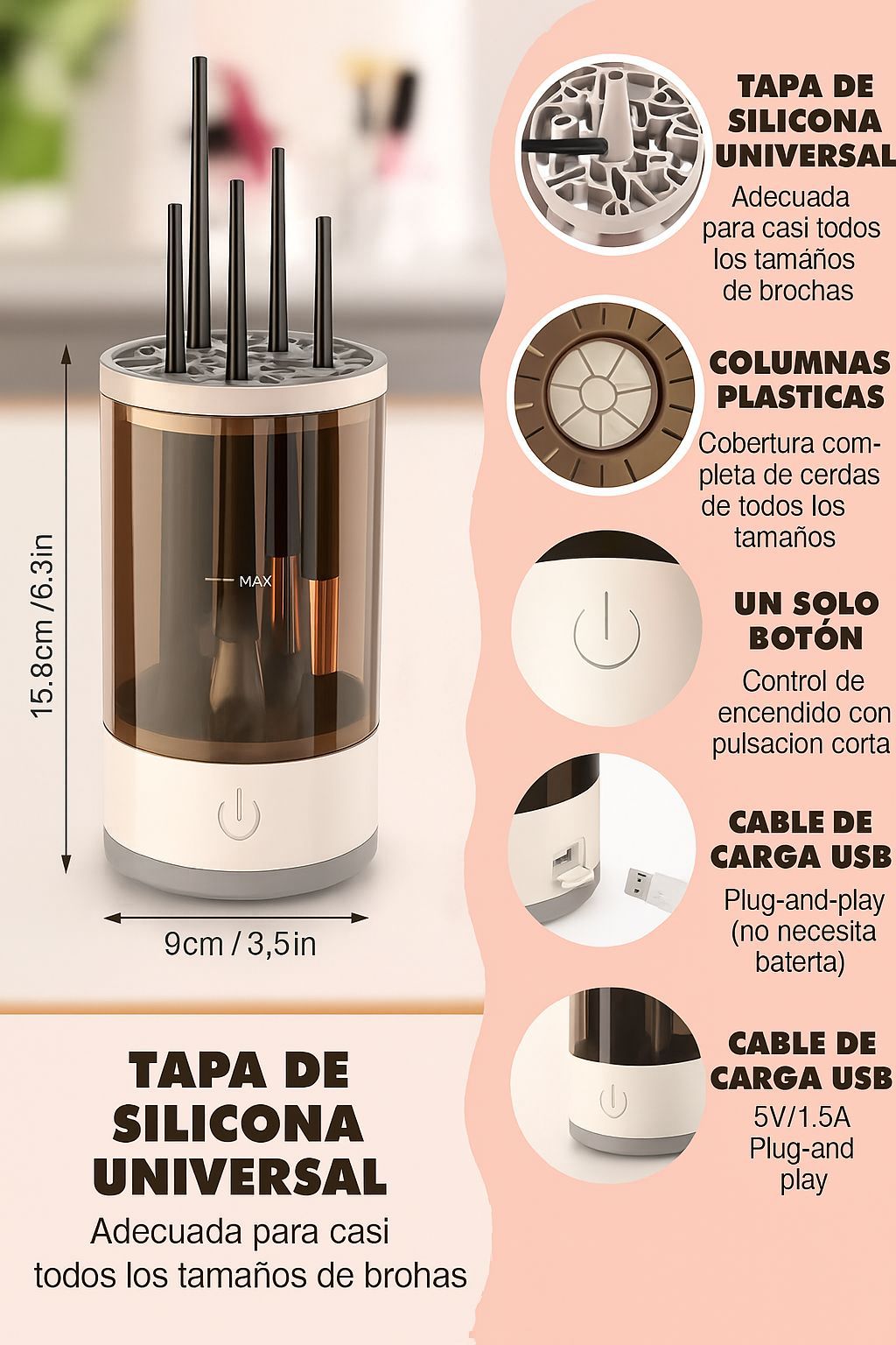 SpinClean — Brochas limpias en 30 segundos